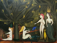 María José Romero, Las plataneras, óleo sobre tela, 115 x 140 cm., 1995